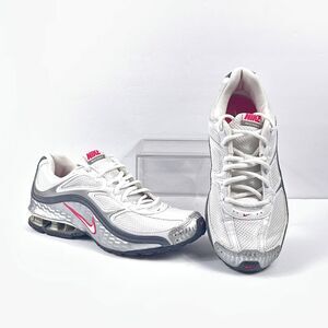 Nike Reax Run 5 Shoes Womens 8 White Silver Pink Athletic Running Sneakers